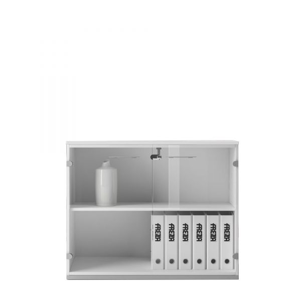 Frezza Passepartout Schrank 2OH mit 2 Glas-Flügeltüren 90x36/46x79,5 cm (BxTxH)