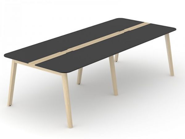Konferenz- und Besprechungstisch Simple-Wood mit Tischplatte HPL und Eschegestell