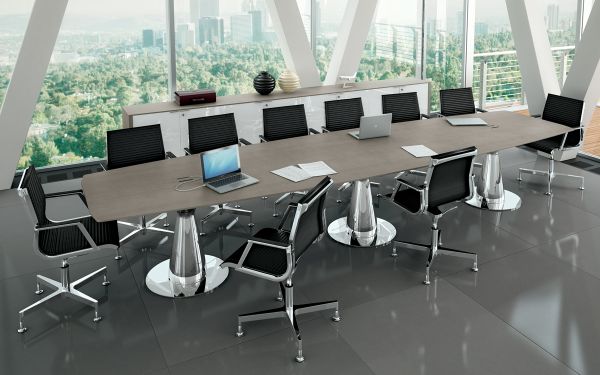 Bralco Metar Konferenztisch mit Tischplatte furnier 440 x 120 cm in Bootsform