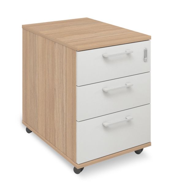 Melamin Rollcontainer mit 3 Schubladen