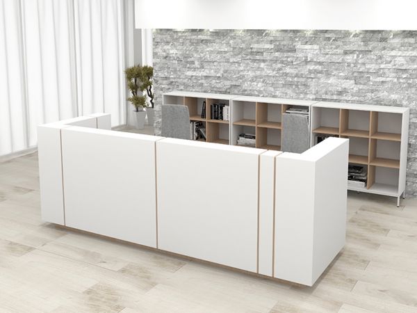 Empfangstheke MILANO PLUS in 220 oder 323x102 cm in Höhe 120 cm