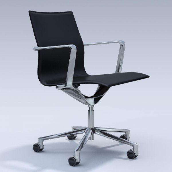 ICF KUNA Konferenzstuhl Rollen in Saddle Leder low