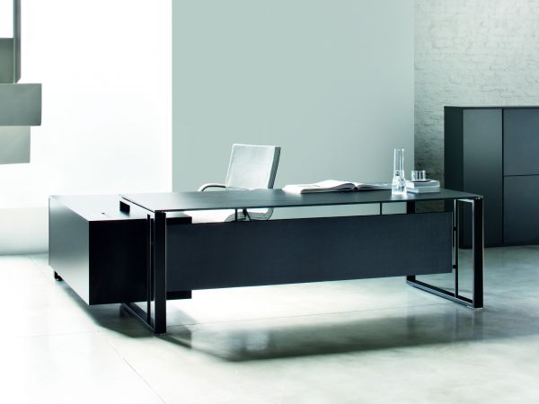frezza Velvet Executive Schreibtisch Glas mit Sideboard