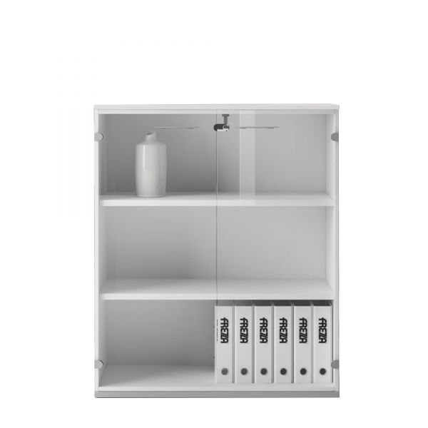 Frezza Passepartout Schrank 3OH mit 2 Glas-Flügeltüren 90x36/46x118 cm (BxTxH)