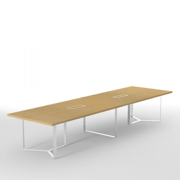 Konferenztisch PURE 420x120 cm mit Metallgestell und Kabelmanagement