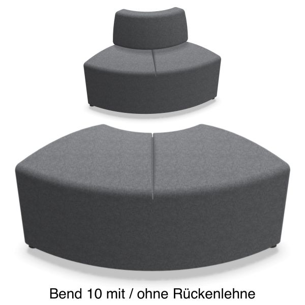 Actiu BEND 10 Sitzelement rund schmal mit/ohne Rückenlehne Fuss 5cm