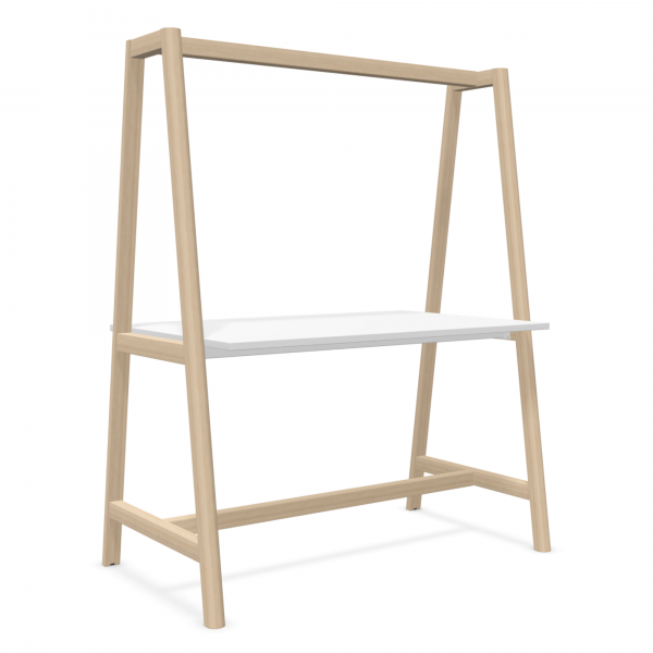 Simple Wood Designer Stehtisch in 90 cm Tischhöhe mit Blumen Ampel und Holzgestell
