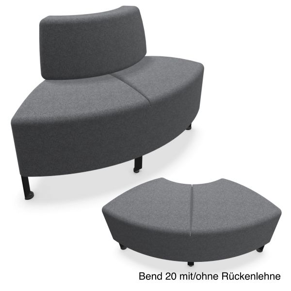 Actiu Bend F42 F53 Sitzelement Viertelkreis schmale Sitzfläche