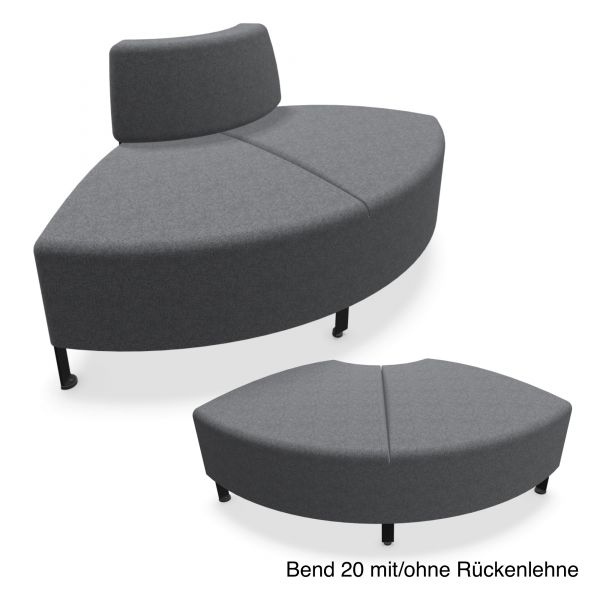 Actiu Bend 20 Sitzelement Kreisform viertel mit tiefer Sitzfläche
